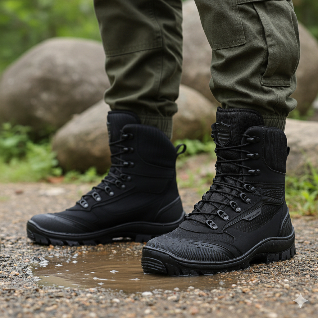 Coturno Masculino Militar Tático Cano Alto Blaqueado