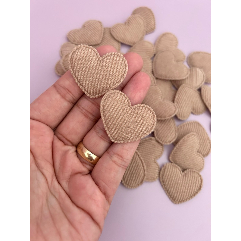 Aplique Coração Cotelê - 10 unidades em Oferta na Shopee