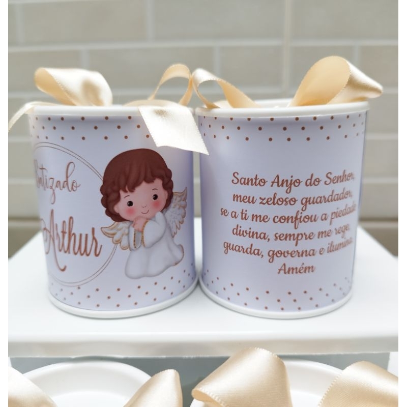Tubolatas  Personalizadas 7x6 Batizado Anjinho Lembrancinha Maternidade Nascimento Santo Anjo
