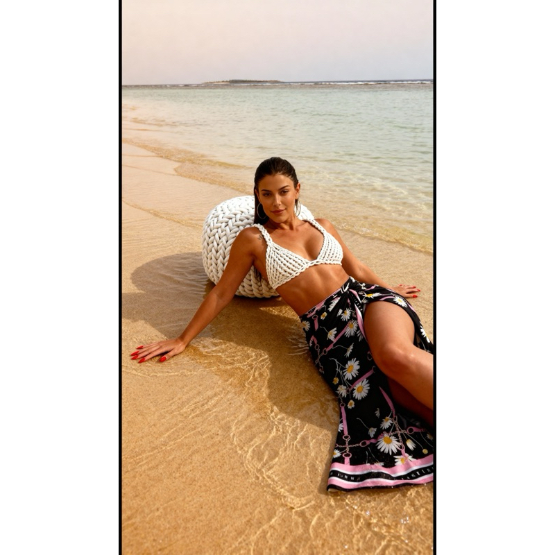 Canga de Praia Floral – Look Verão 2025