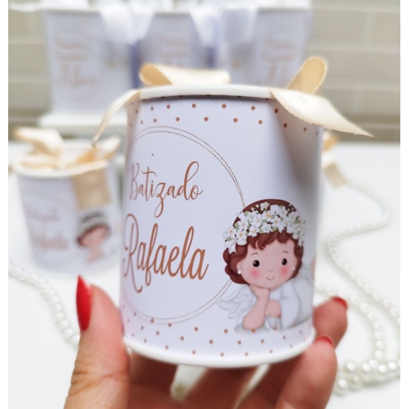 Tubolatas Personalizadas 7 x 6 Batizado Anjinha ou Anjinho / Lembrancinha Maternidade Nascimento