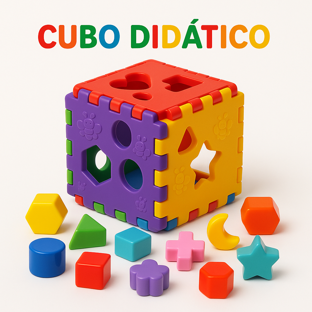 Cubo Infantil de Encaixe Brinquedo Didático e Educativo para crianças Bebê - Colorido