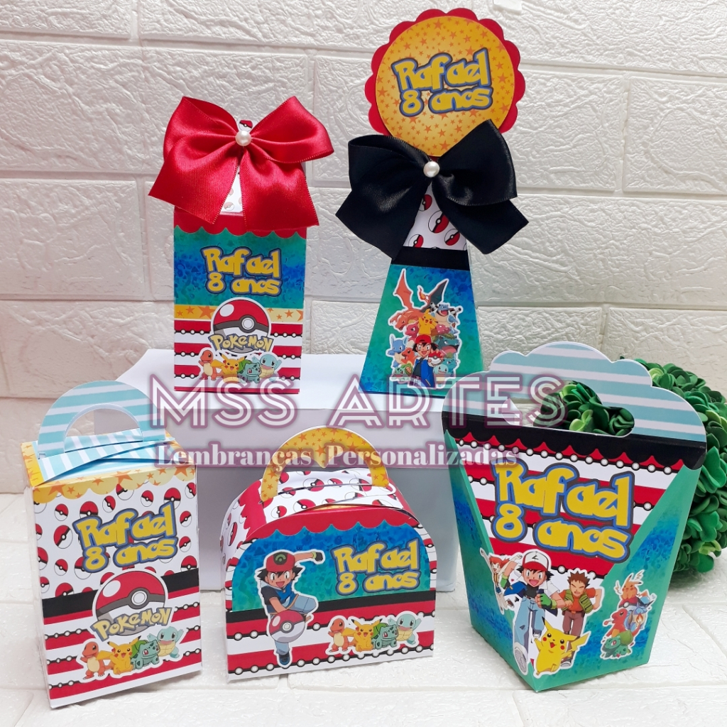 Kit de Caixinhas Personalizadas do Pokémon | Lembrancinhas | Mimos | Caixinhas para festa - PEGUE E MONTE