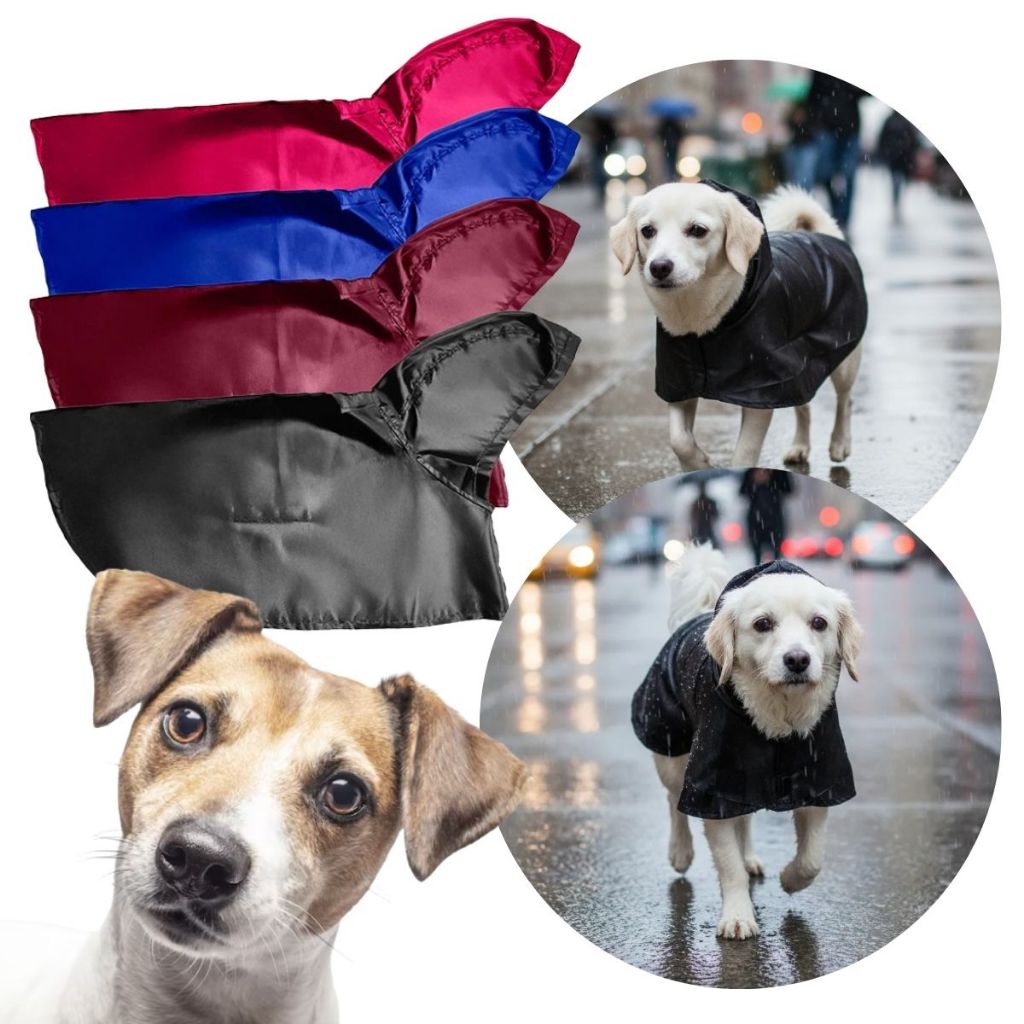 Capa de Chuva Pet Impermeável Vinho Proteção para Cães e Gatos de Pequeno e Medio Porte Passeio na Chuva Mascotini