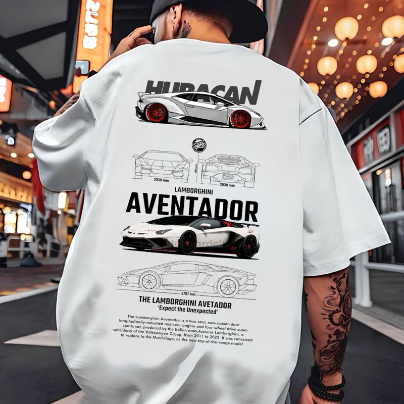 Camisa Oversized Lamborghini Huracán Aventador n Estampa Carro Super Esportivo T-Shirt Streetwear Automotivo Unissex a