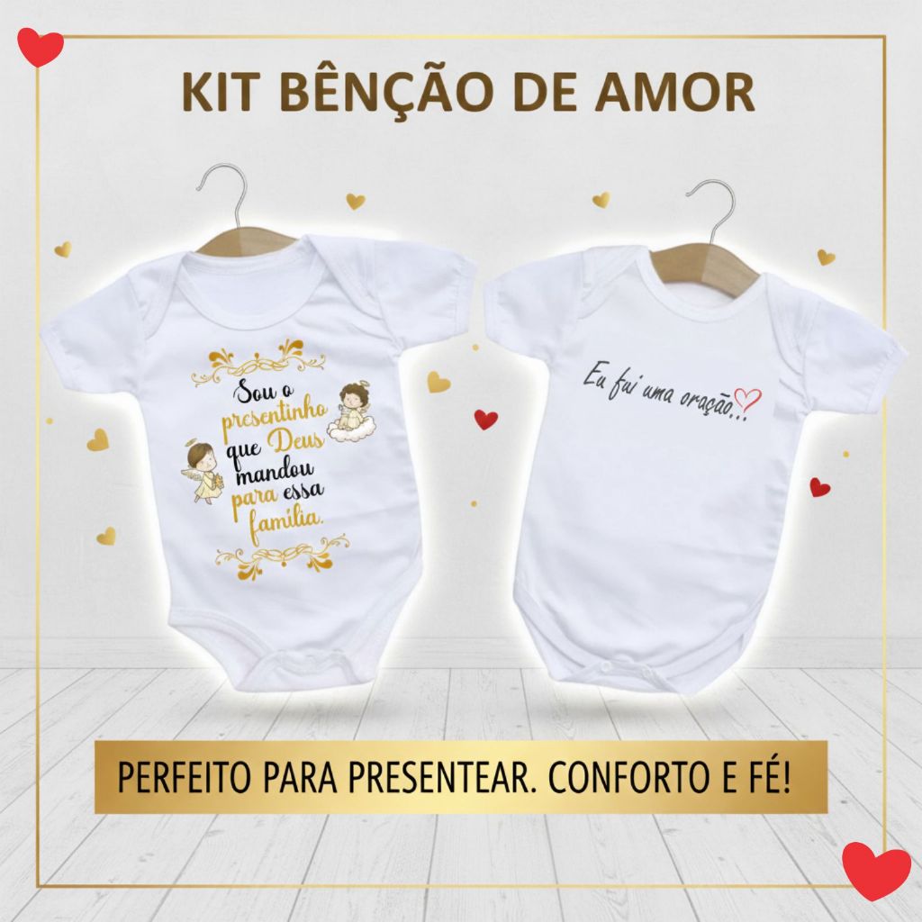 Kit 2 Body de bebe Macacao Frase Deus e Amor Poupa Bebê Unissex Enxoval em Oferta na Shopee