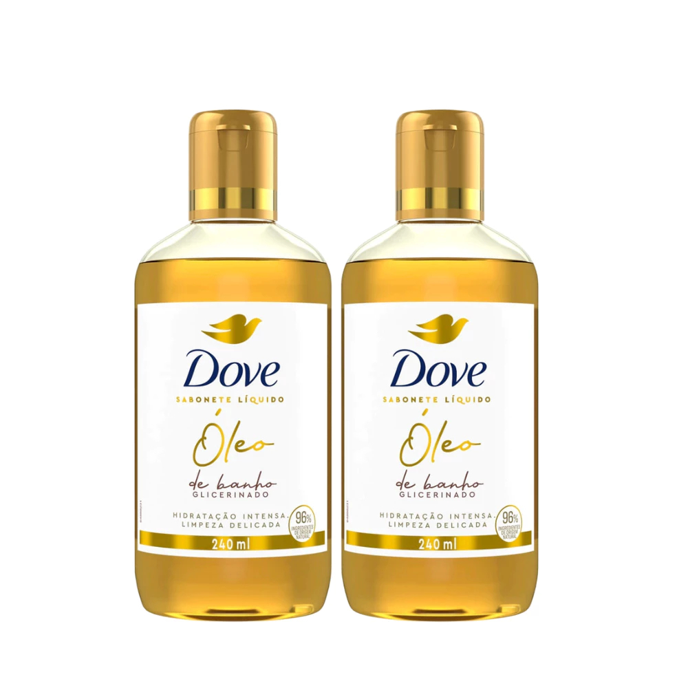 Kit Dove Óleo De Banho Sabonete Líquido 240ml | Hidratação Profunda e Toque Sedoso - 2UN
