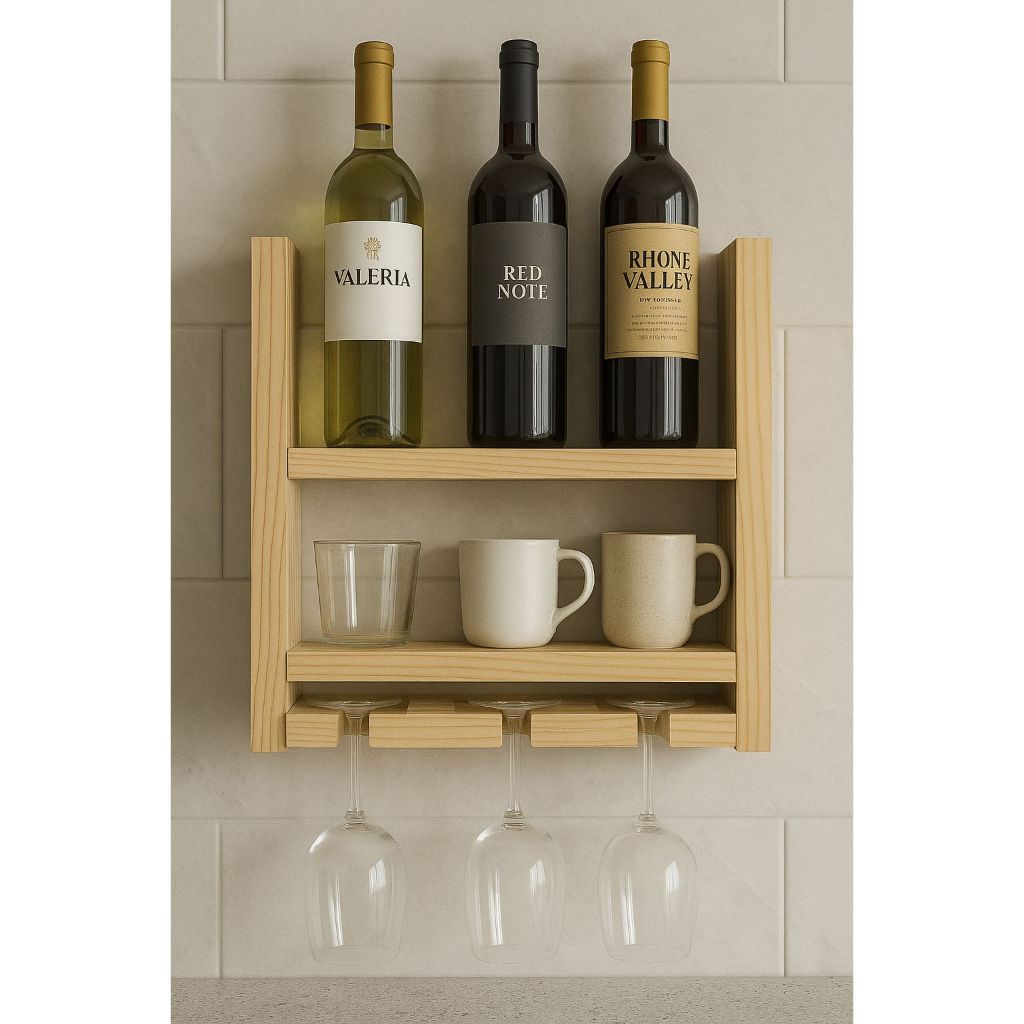 Bar de Madeira Pinus Adega Madeira  Vinho Bebidas Porta taça Suporte garrafa