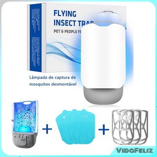 Lâmpada matadora de mosquitos + folha adesiva lâmpada azul / ultravioleta tipo plugue interior armadilha de moscas