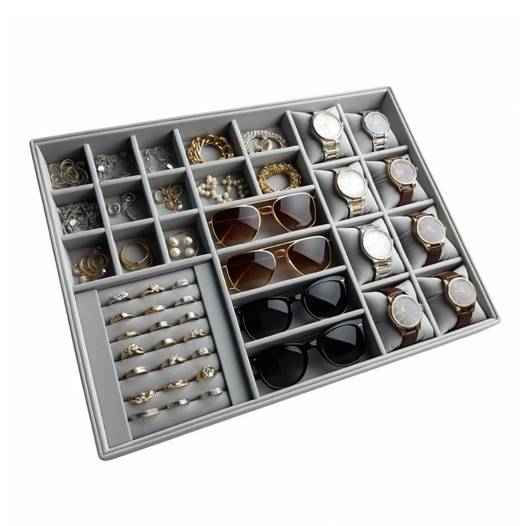 Organizador Caixa Porta Joias E Acessóros Para Gavetas Armário Guarda Roupa em Oferta na Shopee