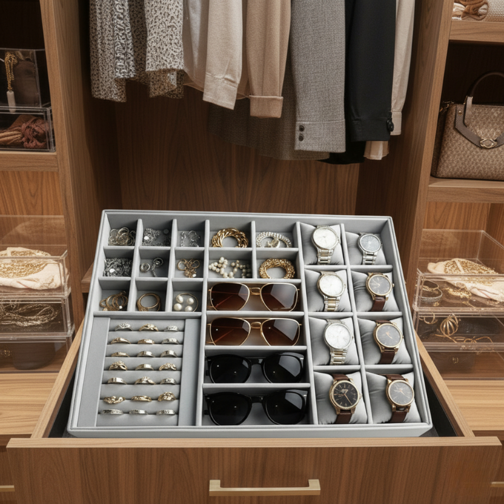 Organizador Caixa Porta Joias E Acessóros Para Gavetas Armário Guarda Roupa — foto 2