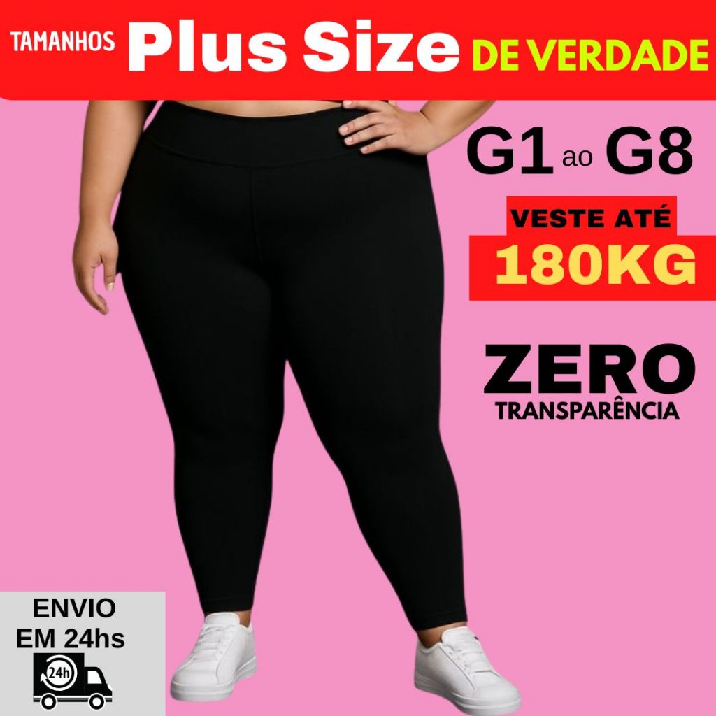 Legging Academia Plus Size Calça Suplex Cintura Alta Tamanhos Grandes do 48 ao 66