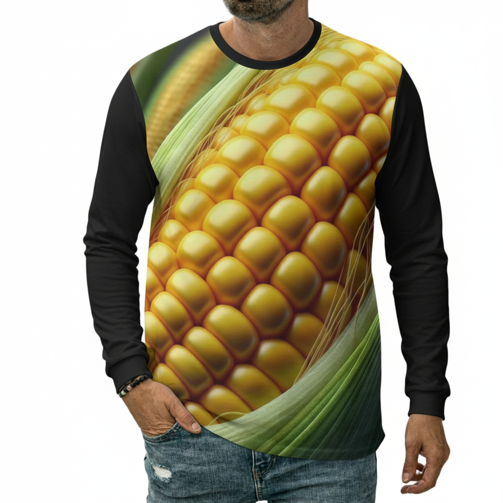 Camiseta Milho Cereal Alimento Darkwood Espiga Manga Longa