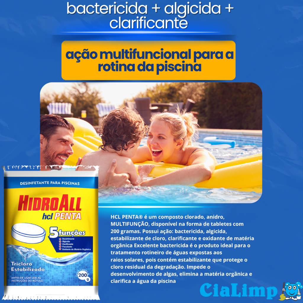 Kit 10 Tablet Penta Para Piscinas Hidroall 5 Em 1 Pastilha
