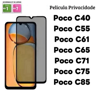 Película de vidro 3D Privacidade Anti Spy Para Redmi Poco C85 C75 C71 C61 C65 C55 C40 em Oferta na Shopee