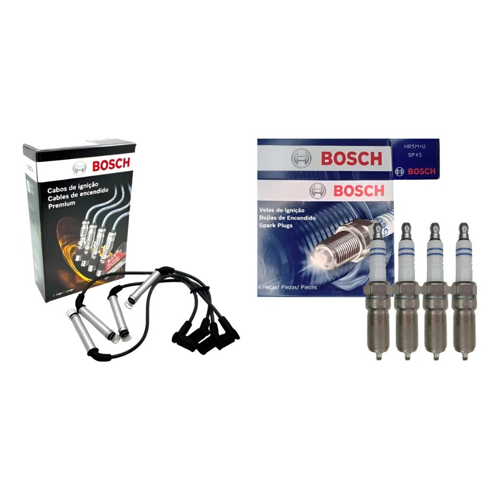 Kit Jogo Cabo E Vela Bosch Fiesta 1.6 Zetec 2011 2012 13 14 Preto