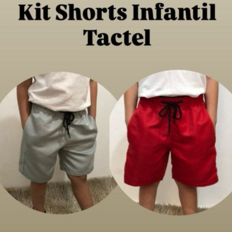 Kit 2 Short Infantil e Juvenil Masculino Tactel Com 2 bolsos Frontais Bermuda Casual 4/6/8/10/1/12/14