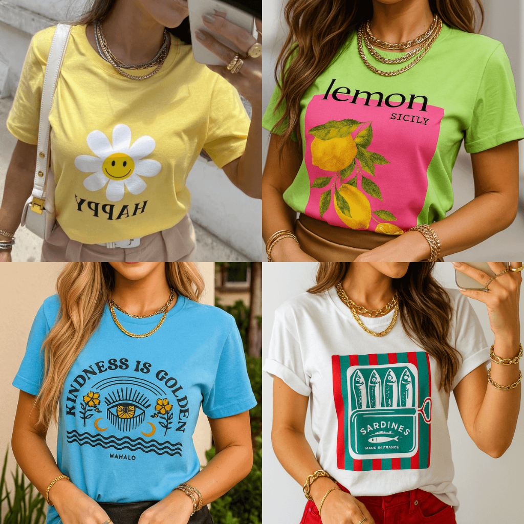 Camiseta Feminina 100% Algodão Estampada do Tamanhos P ao G1 - T-shirt Feminina Estilosa em Oferta na Shopee