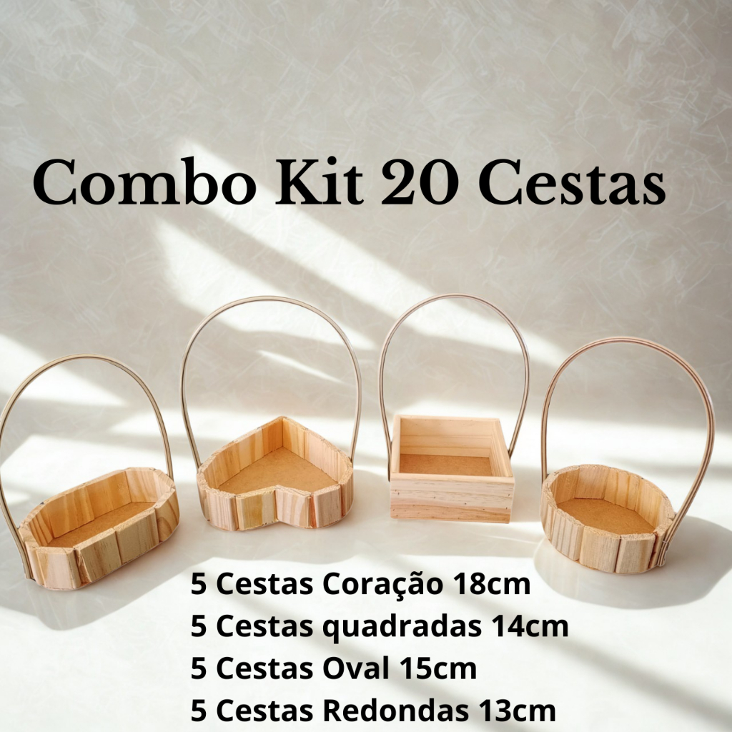Combo Kit 20 Cestas para Decorações e Presentes
