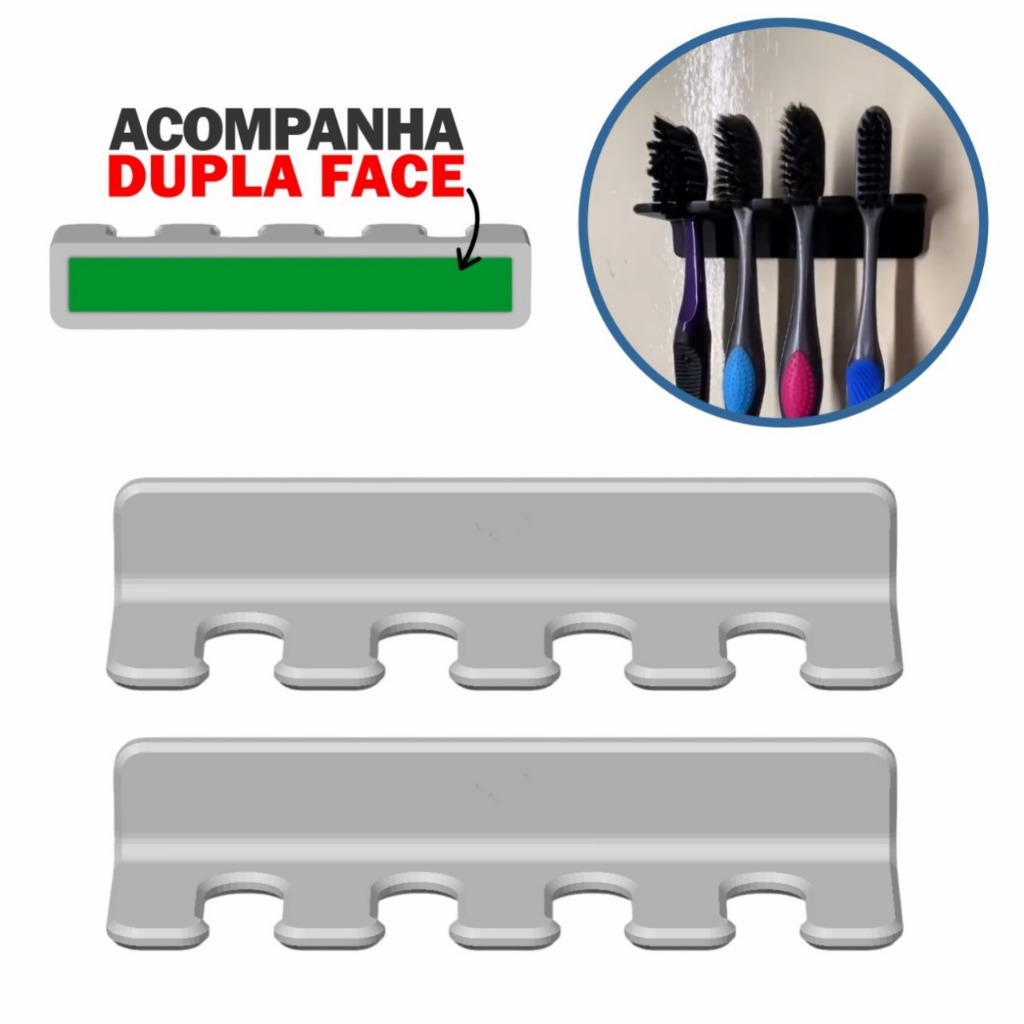 Suporte Organizador Para Escova Dental - 3M de Parede e Armários em Oferta na Shopee