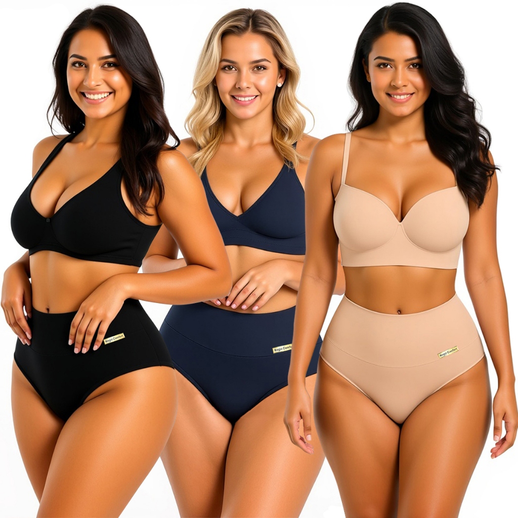 Calcinha Cós Alto Feminina Modeladora Peças Microfibra Confortável Promoção Magic em Oferta na Shopee