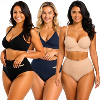 Calcinha Cós Alto Feminina Modeladora Peças Microfibra Confortável Promoção Magic em Oferta na Shopee