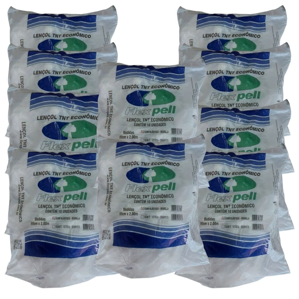 100 Lençol P/Maca TNT Econômico Descartável 2,00x0,90 Branco C/Elástico Flexpell em Oferta na Shopee