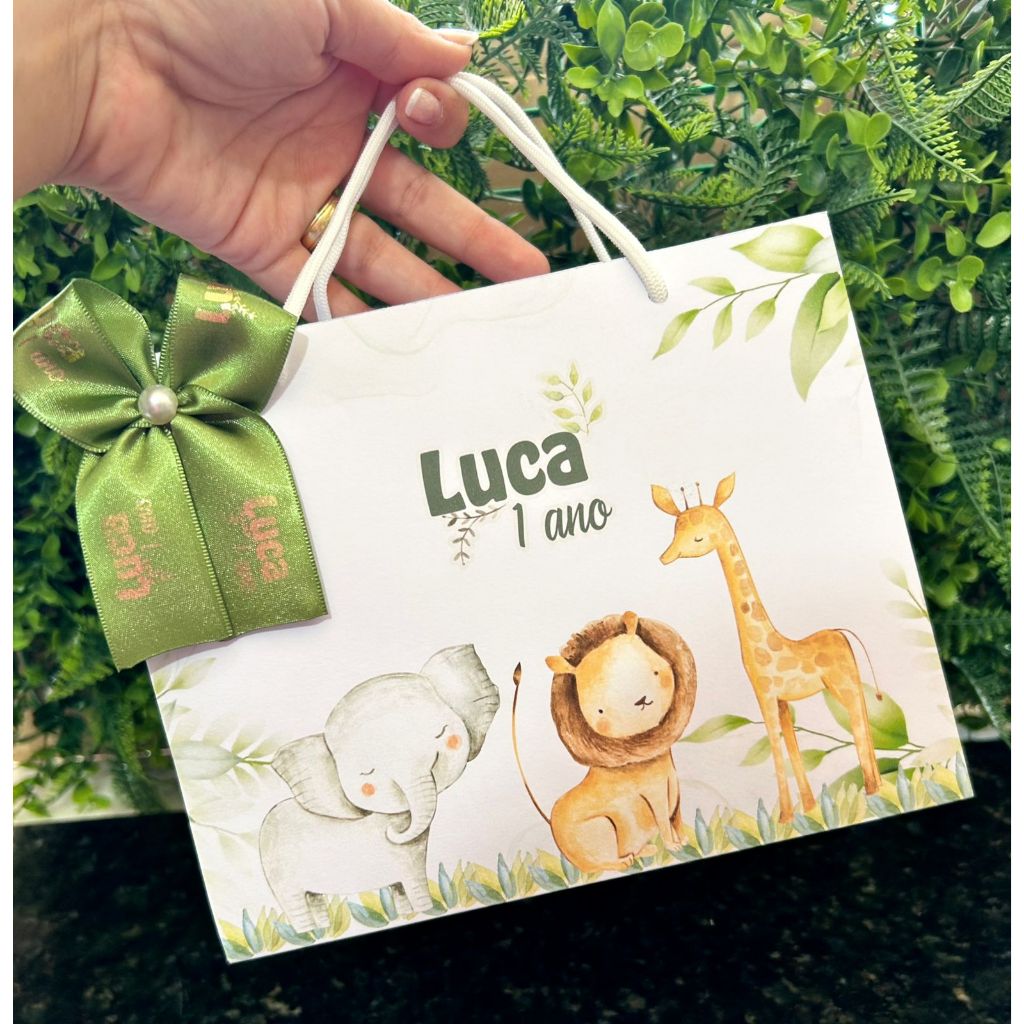 PEGUE E MONTE Sacolinha Surpresa Personalizada Safari | Lembrancinhas | Festa Aniversário | Lancheirinha