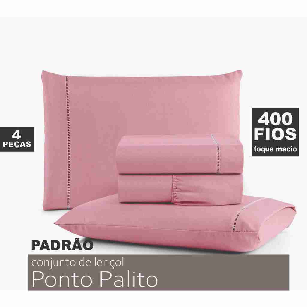 Jogo de Cama Percal 400 Fios – 4 Peças, Toque Suave e Durável Cama Padrão Box