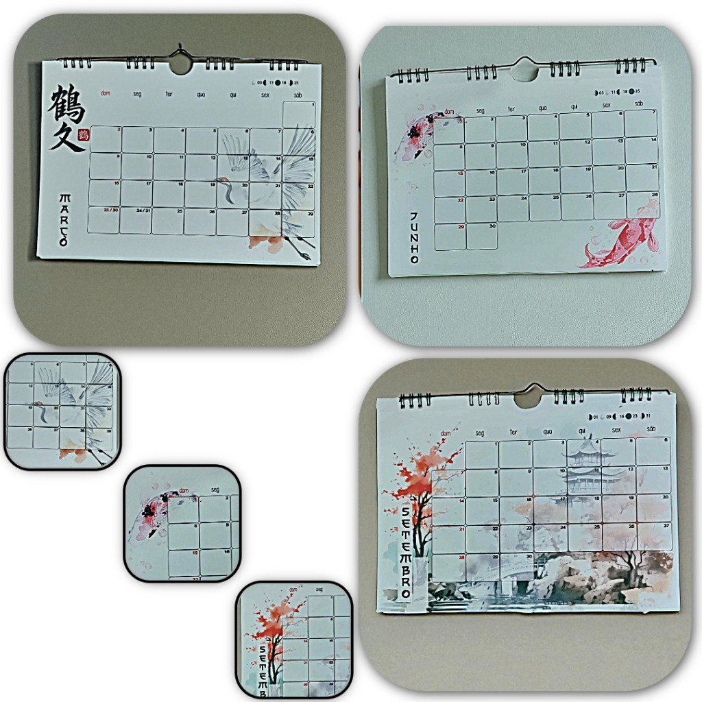 Calendário de Parede 2026/2027 - Base Wire-O Horizontal A4 - Japão