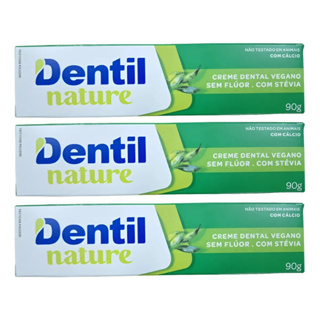 Kit 3 Creme Dental Dentil Nature Vegano com Stevia Com Cálcio Sem Flúor 90g em Oferta na Shopee