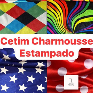 2 Metros De Tecido Cetim Charmousse Estampado 2m x 1,50m em Oferta na Shopee