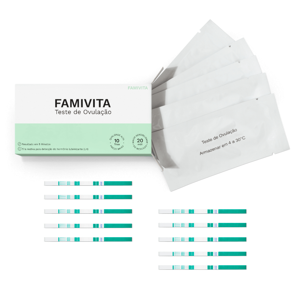 Teste de Ovulação Famivita com 10 Tiras – Alta Sensibilidade para Detectar o Período Fértil