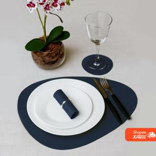 Kit Jogo Americano Couro Sintético  Mesa Posta + Argola para Guardanapo Acrílico + Porta Copos em Oferta na Shopee