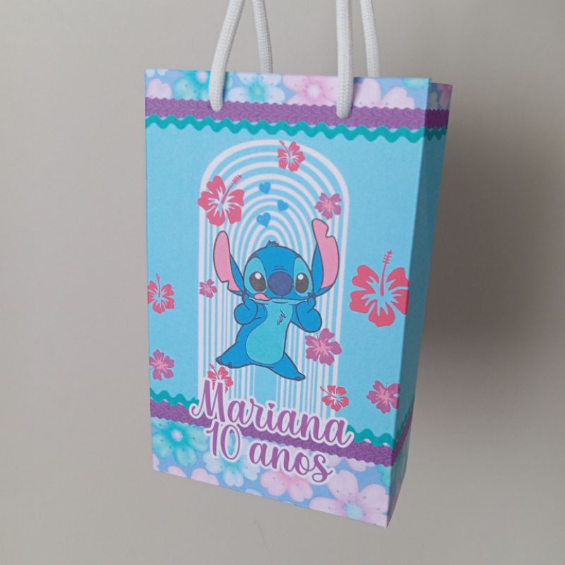 10 | 20 | 30 Sacolinhas Surpresa Lembrancinha Personalizada Stitch - PEGUE E MONTE - Com Nome e Idade /sacolinha pequena