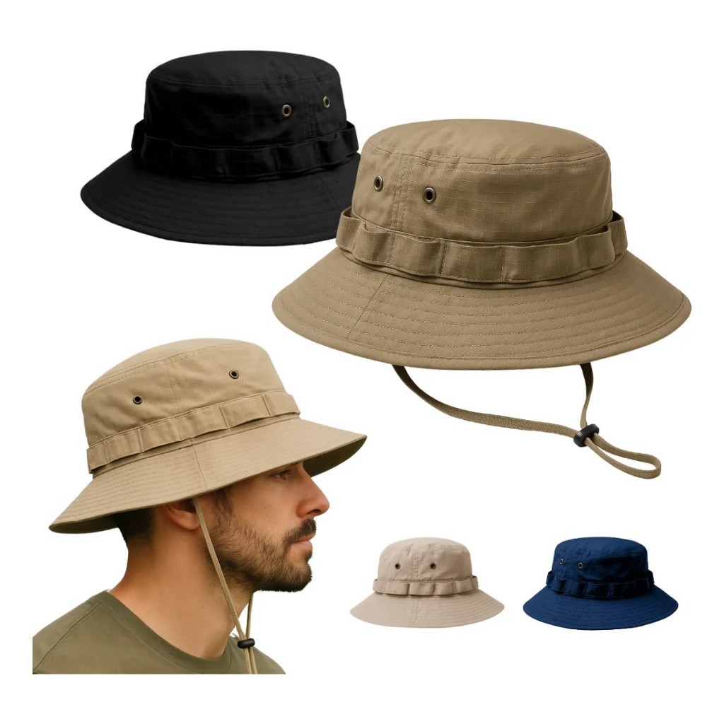 Chapéu Tático Militar Pesca Camping Trilha Bucket Boonie Hat Camping Pesca Proteção Uv Em Rip Stop