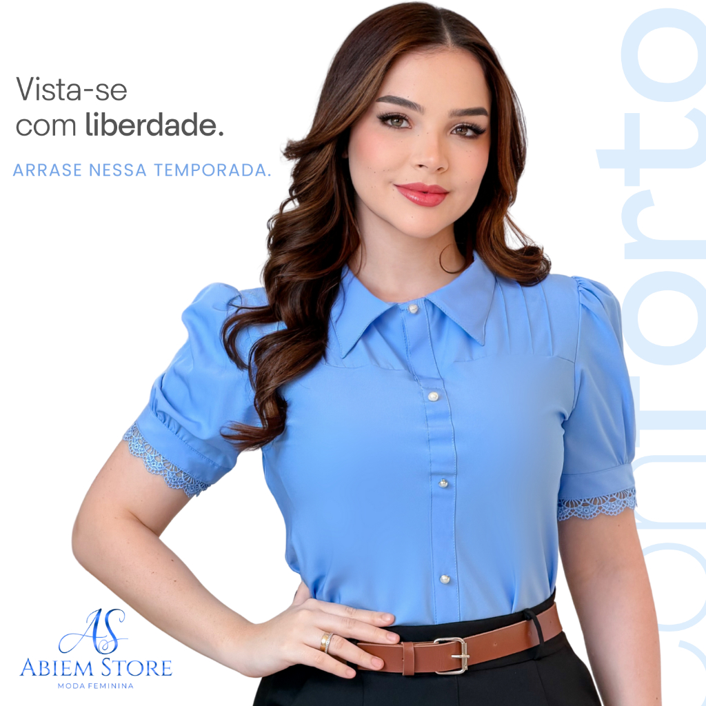 Blusa Camisa Feminina Moda Evangélica Executiva Manga Curta Botão Pérola Renda Social Estilo Moderno em Oferta na Shopee