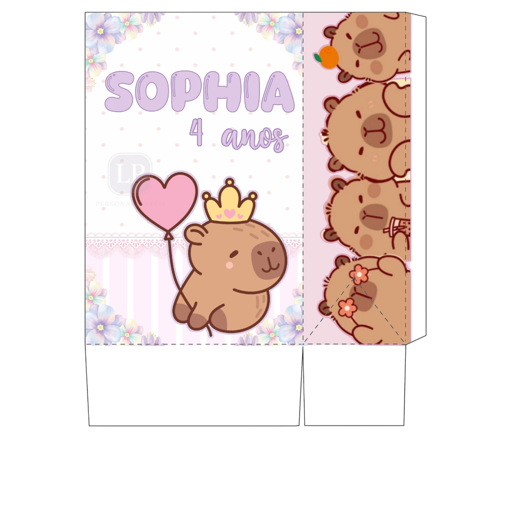 Sacolinhas Personalizadas Lembrancinhas para festa Tema Capivara  - Pegue e Monte