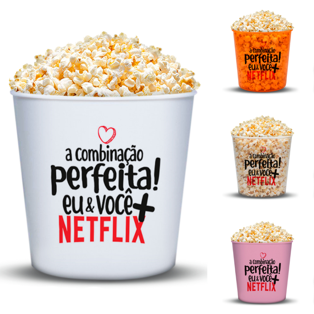 Balde de Pipoca ECO 3,5L Combinação Perfeita Eu & Você e Netflix em Oferta na Shopee