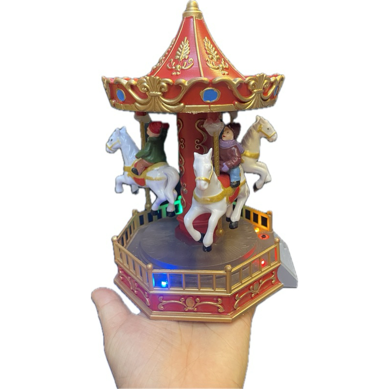 Cenario Natalino Carrossel Papai Noel Musical Elétrico Led
