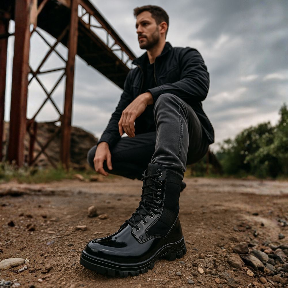 Coturno Militar Troller Masculino Cano Alto Exclusivo Militar Tatico Moto Clube Motoqueiro