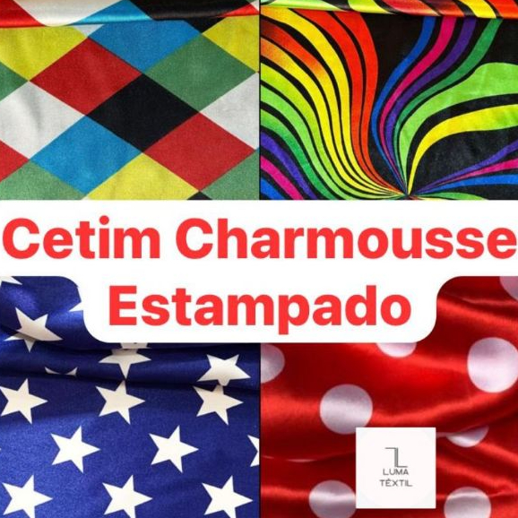 4 Metros De Tecido Cetim Charmousse Estampado 4m x 1,50m