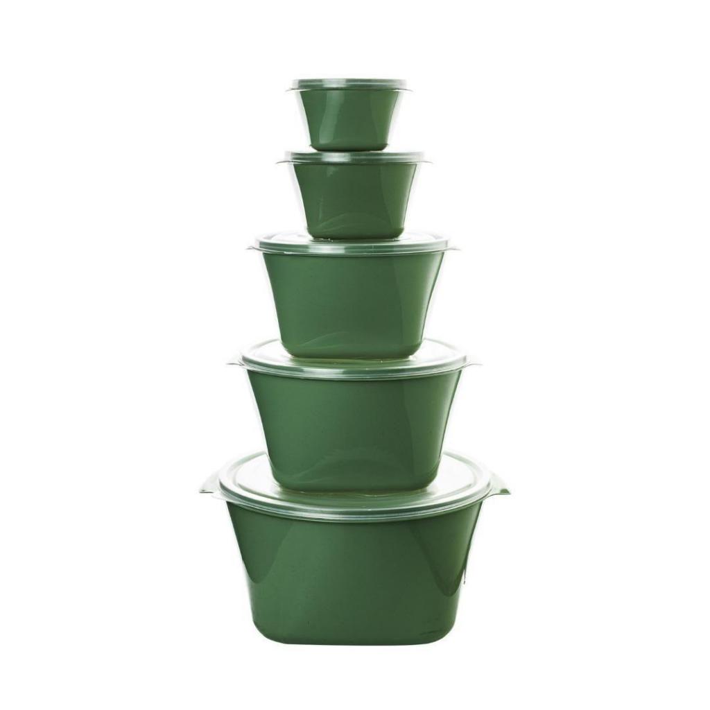Kit com 5 Vasilhas de Plástico Multiuso Potes Mantimentos Cozinha Utilidades Variedade de Cores