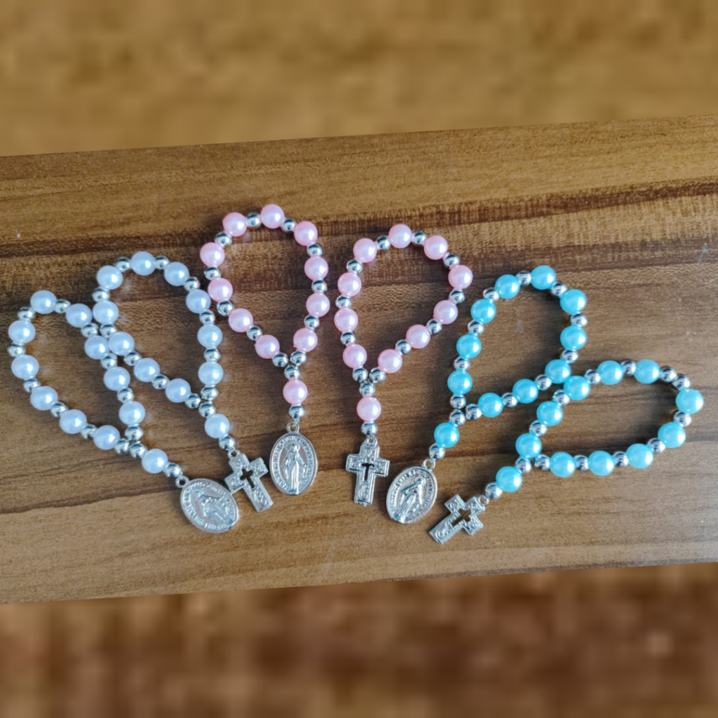 Kit 10 Mini Terços Personalizados | Lembrancinha Batizado Casamento Crisma Primeira Comunhão Maternidade Evangélico