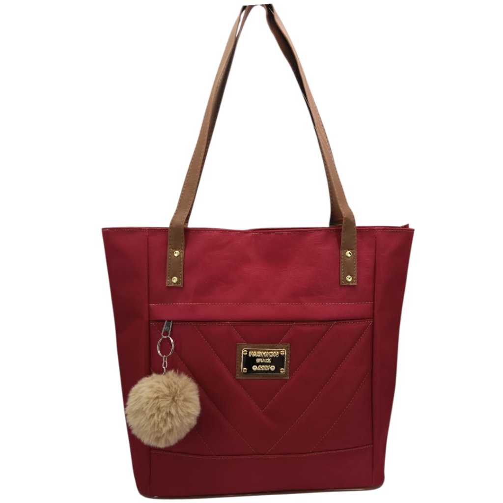 Bolsa Feminina Grande de Ombro com Pompom de ( brinde) – Estilo Casual e Elegante em Oferta na Shopee
