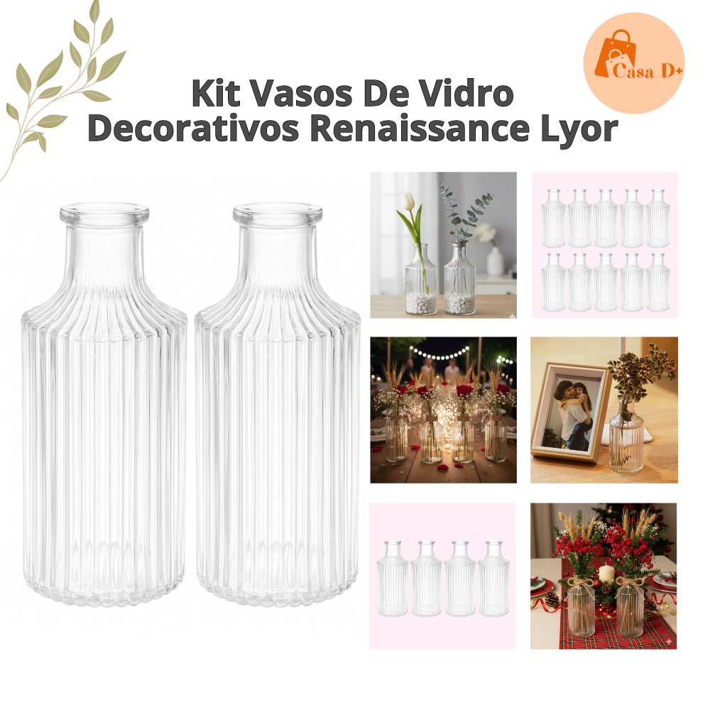 Kit Vaso Decorativo Canelado Lyor 12,5 cm Decoração Casamento Festa Sala Flores Elegante Luxo em Oferta na Shopee