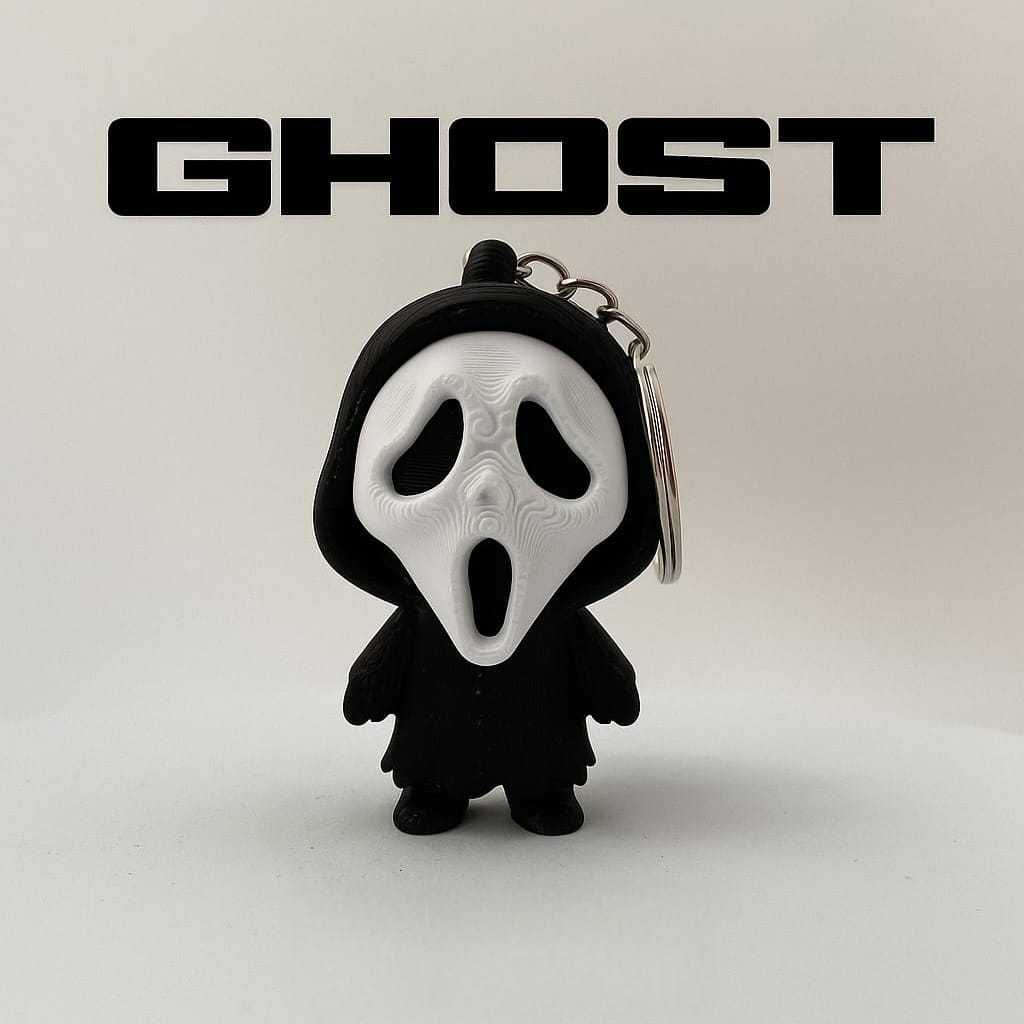 Chaveiro Ghostface Fantasma 3D 5cm Scream Terror Geek Miniatura Halloween Presente Criativo
