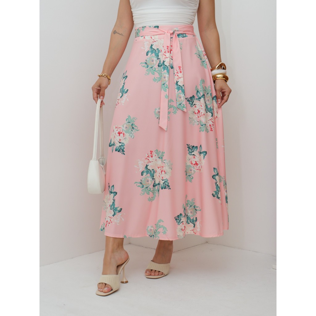 Saia de algodão estampada NORA-1 em Oferta na Shopee