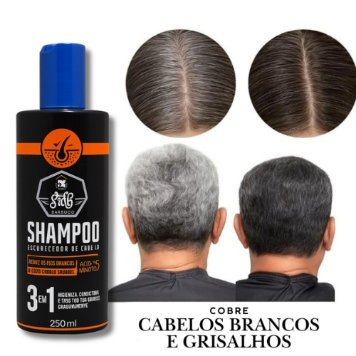 Shampoo Escurecedor de Cabelos Para Reduzir Fios Brancos 250 ML Shampoo Escurecedor Natural