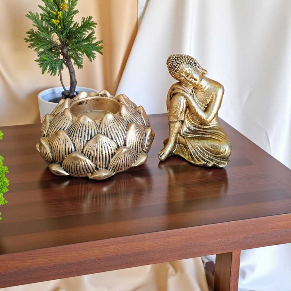 Imagem Decoração zen, Castiçal Fllor de Lótus e Buda da sabedoria